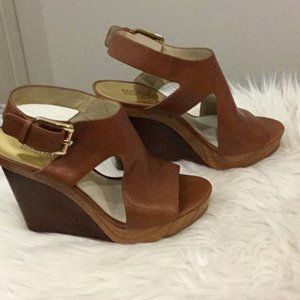 Michael Kors Josephine Leather Tan Wedge 7M